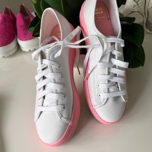 Keds Shoes Keds X Kate Spade Leather Sneakers Pink/White sz 8 nwot